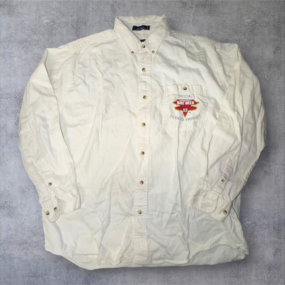 Luna Pier Milwaukee Bike Week 2003 100th Anniversary Shirt Mens Large Cream